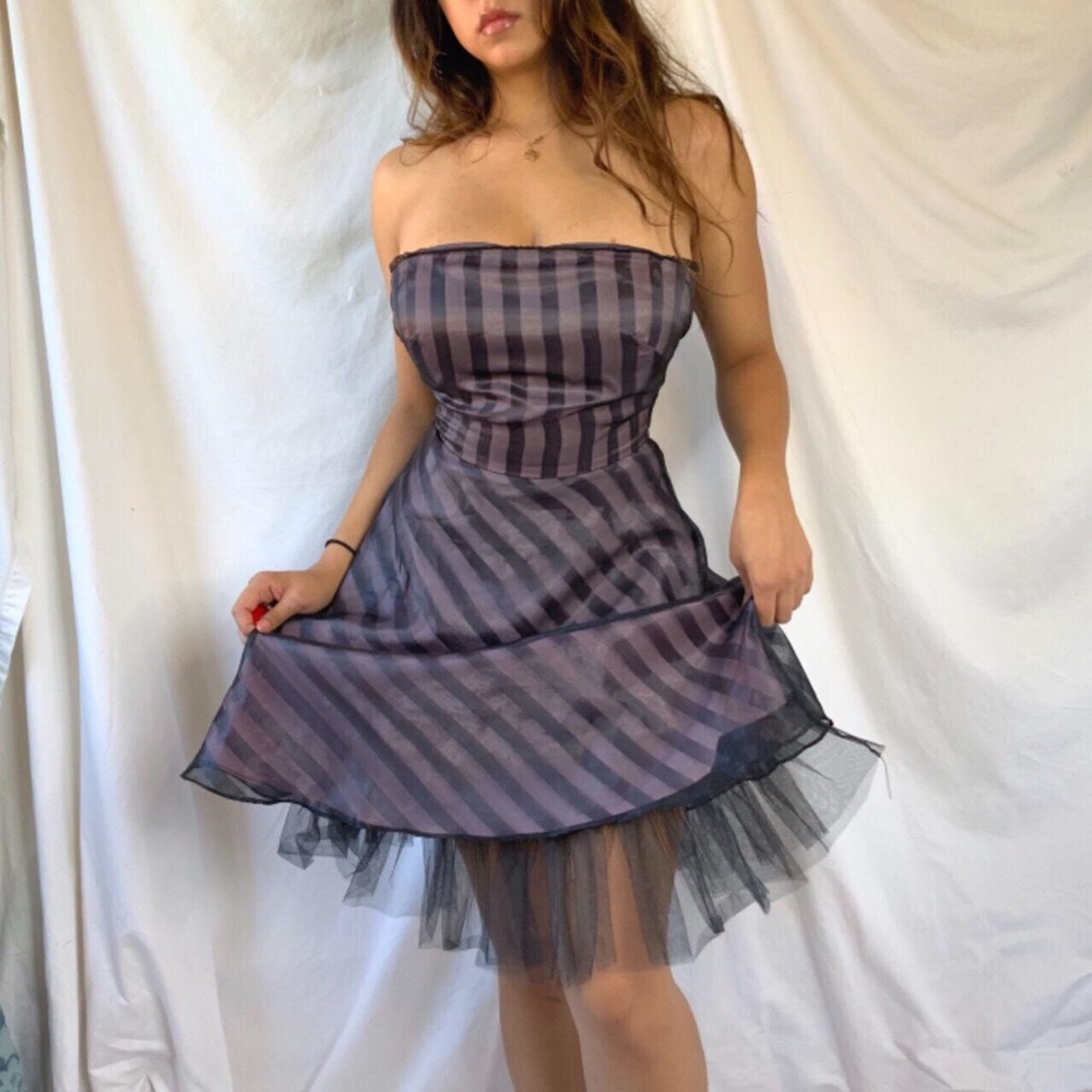Strapless striped cupcake party dress